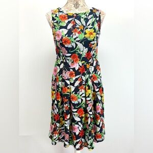 🛍️Navy floral sleeveless JONES NEW YORK summer dress‎ size 4P.